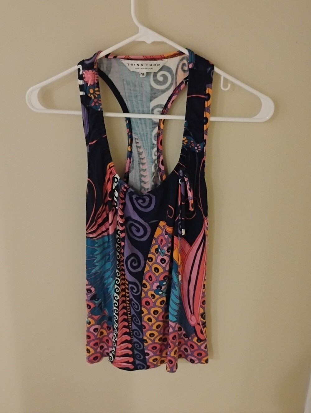 Trina Turk Womens Multi Color Print Scoop Racerback Tank Top Sz S